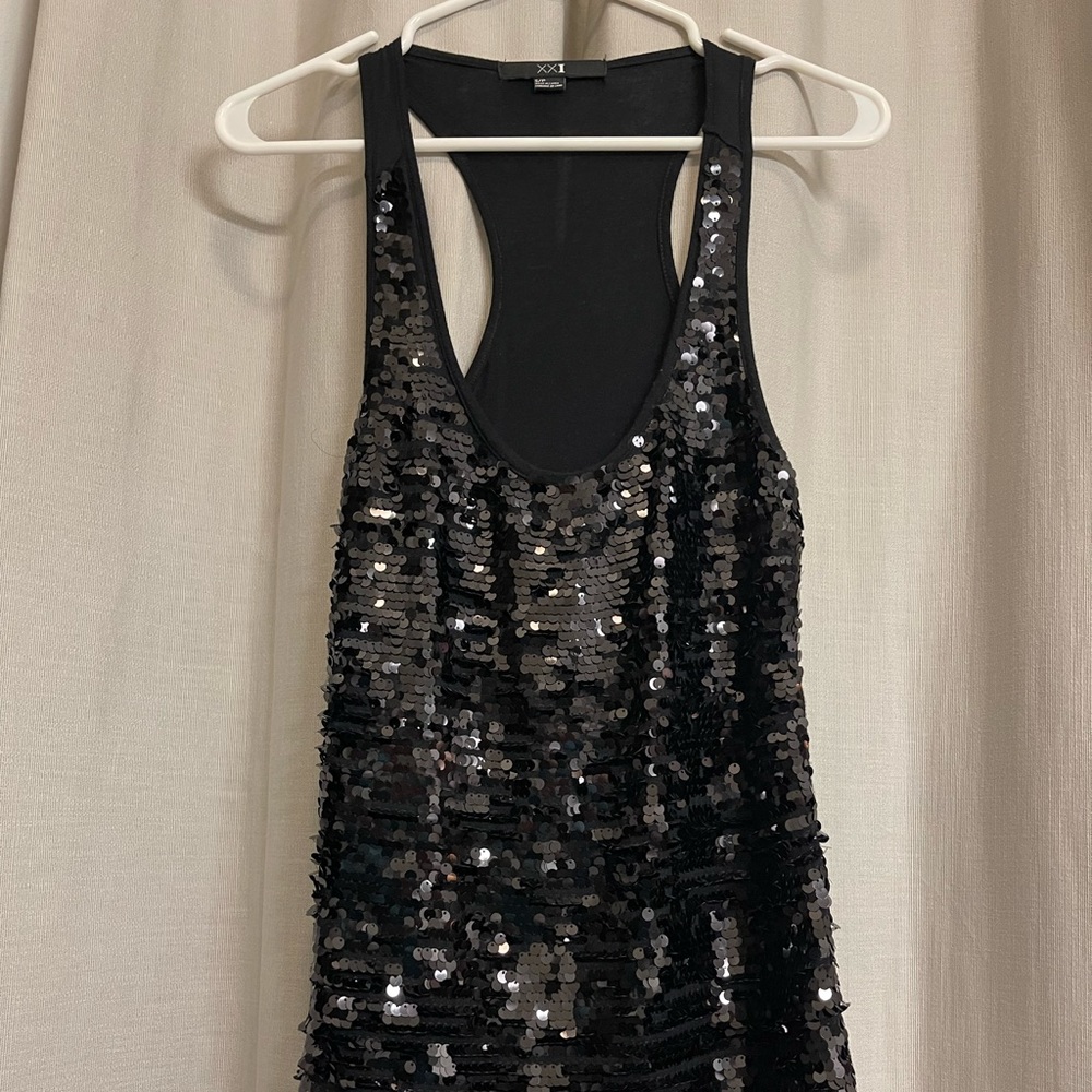 Black sequin tank top